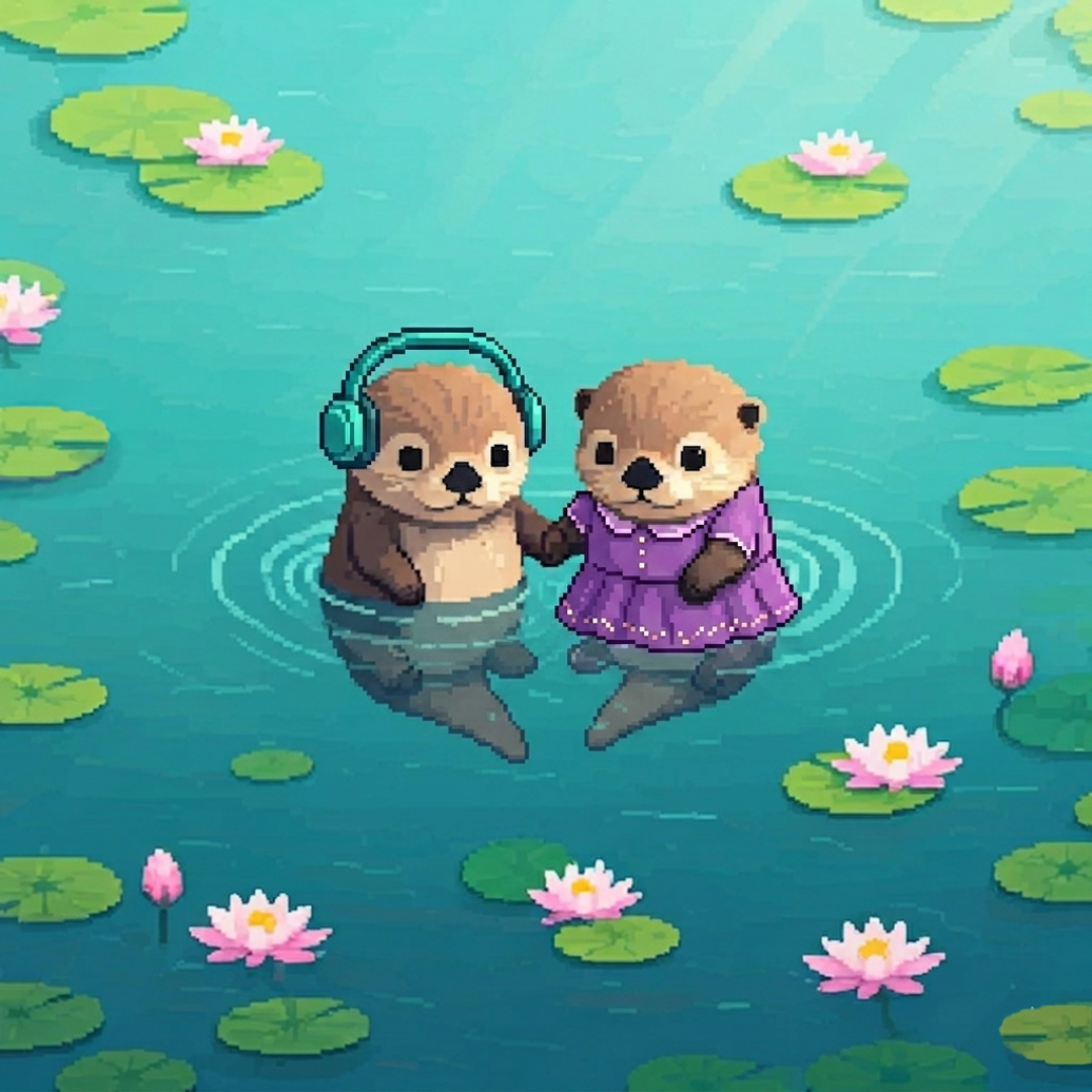 Two otters meeting